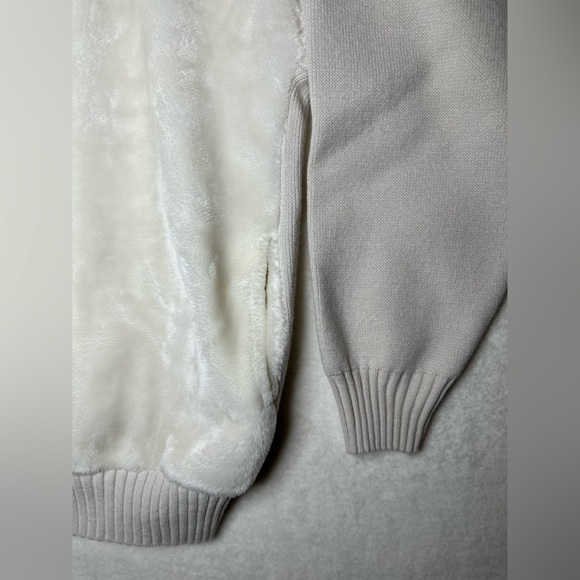 Vtg clench jeans element off white faux fur front sweater X-Large 90s hip hop - Picture 6 of 10